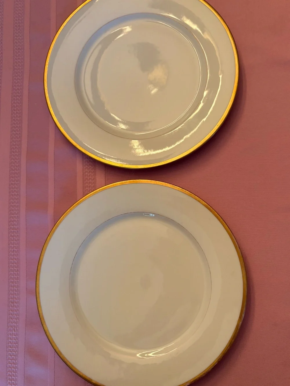 Limoges Balleroy France White Porcelain Plates with Gold Trim - Set of 2